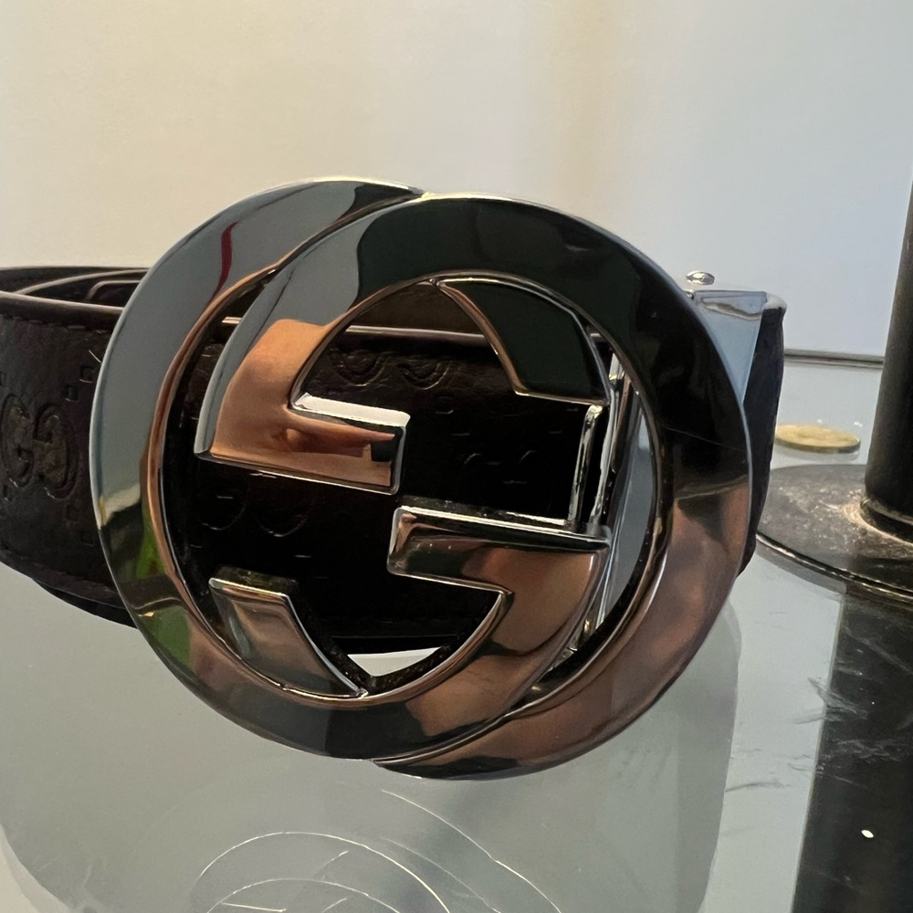 Gucci Brown Leather Belt with Silver Buckle - Picture 5 of 5